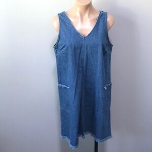 Old Navy Denim Jean Jumper Dress Frayed Medium